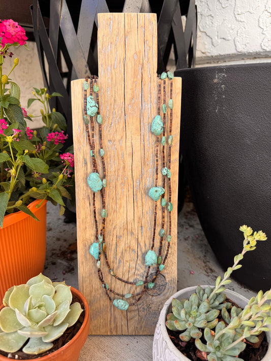 Dark layer shell and turquoise Beads (38 inches)
