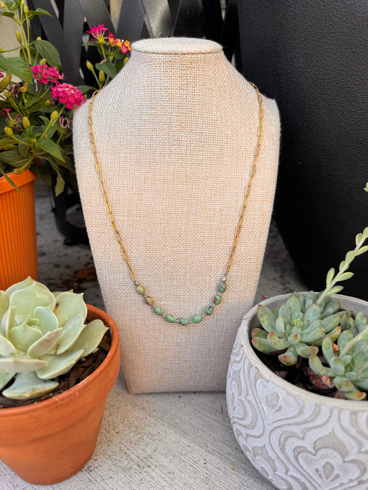 Gold plated chain with Sonoran gold turquoise beads (22 inches)