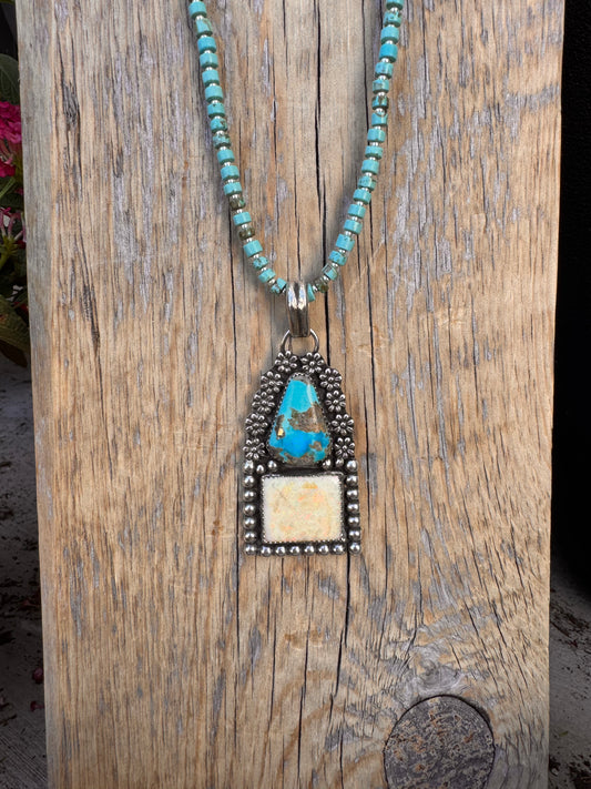 Flower half bead Trim Pendant on bail (18 inch comes with beads)