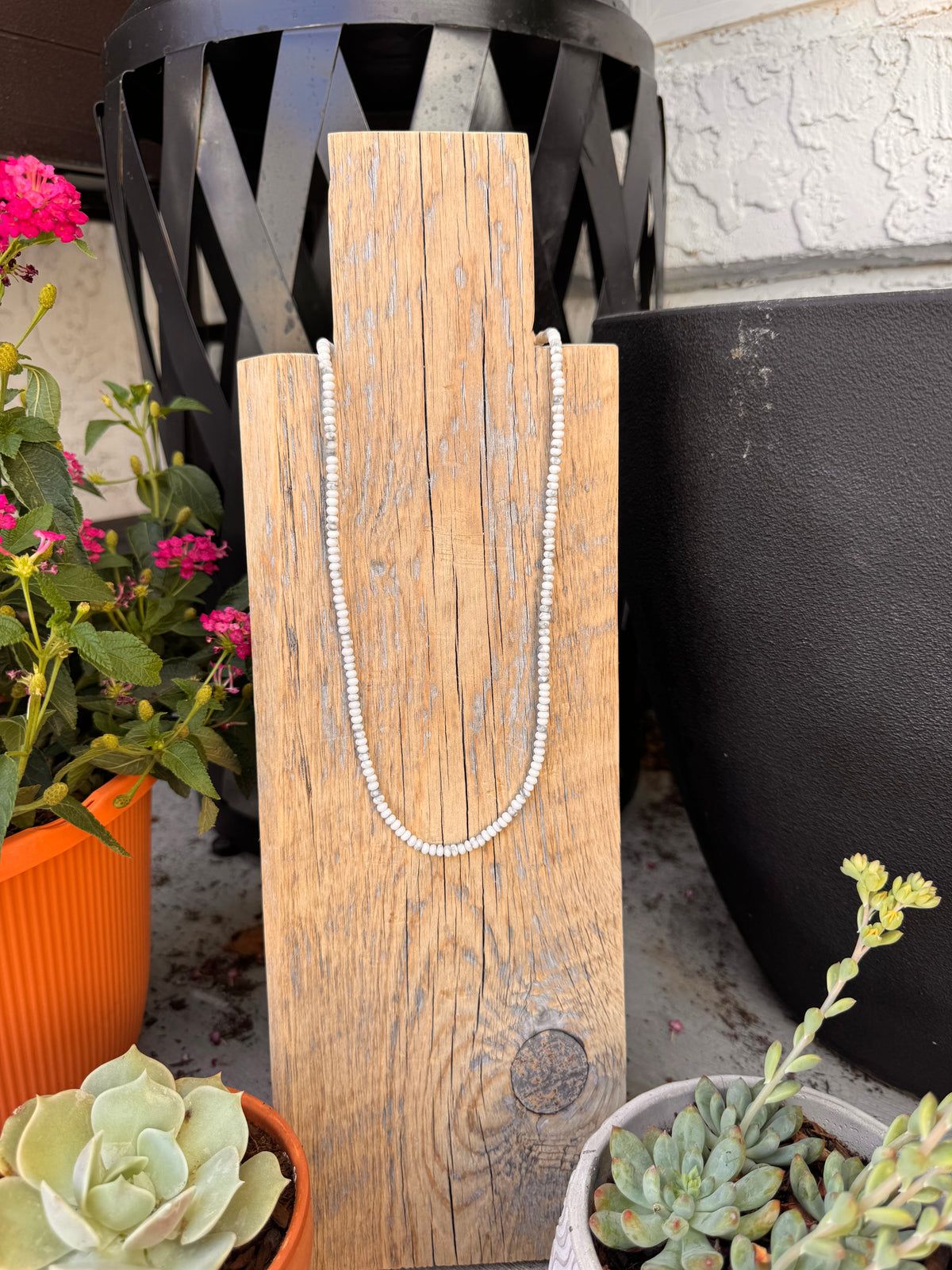 Gray washed marble beads (22 inches)