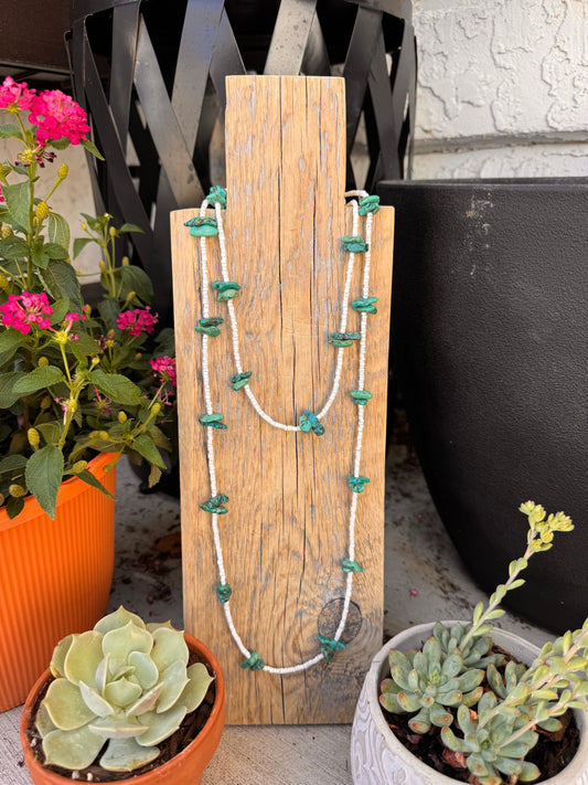 Super long layering turquoise and shell beads (49 inches)