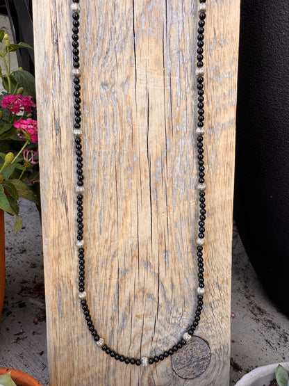 Onyx and silver bead layer (29 inches)