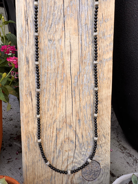Onyx and silver bead layer (29 inches)