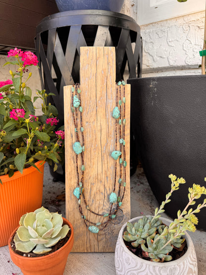 Dark layer shell and turquoise Beads (38 inches)