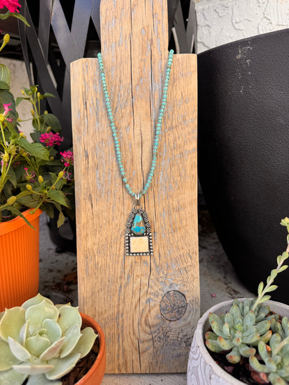 Flower half bead Trim Pendant on bail (18 inch comes with beads)