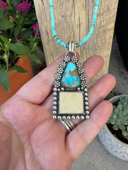 Flower half bead Trim Pendant on bail (18 inch comes with beads)